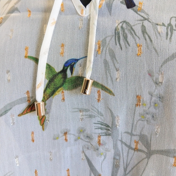 🔥LAST 1🔥NWT TED BAKER SHEER HUMMINGBIRD BLOUSE - Picture 7 of 9